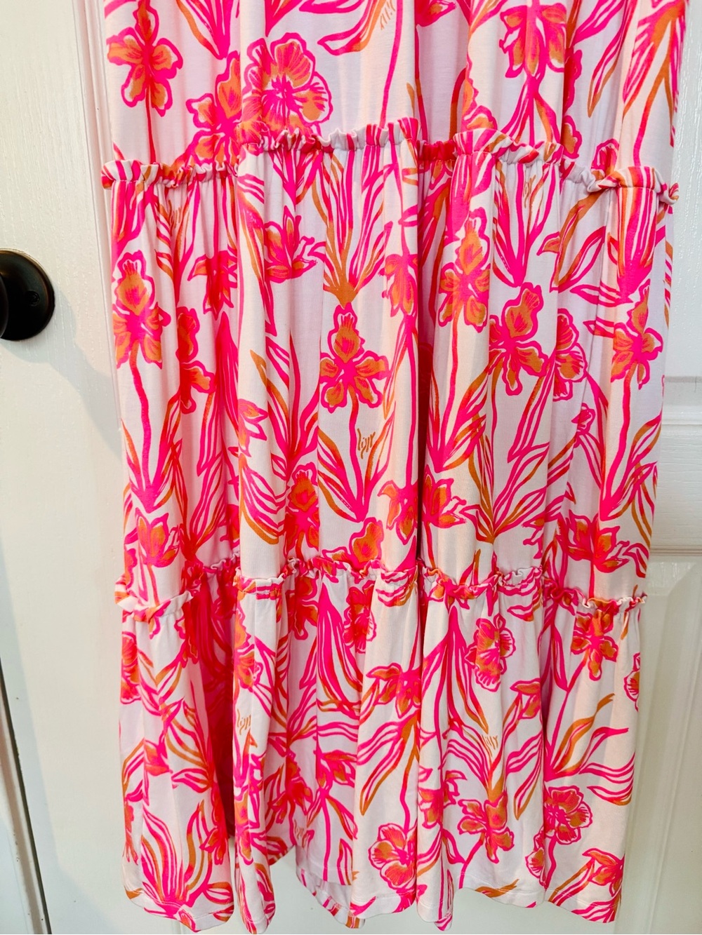 NWT 💞 Lilly Pulitzer 💞 Pink & White Floral V-Neck Midi Dress, women’s size large - Picture 6 of 6